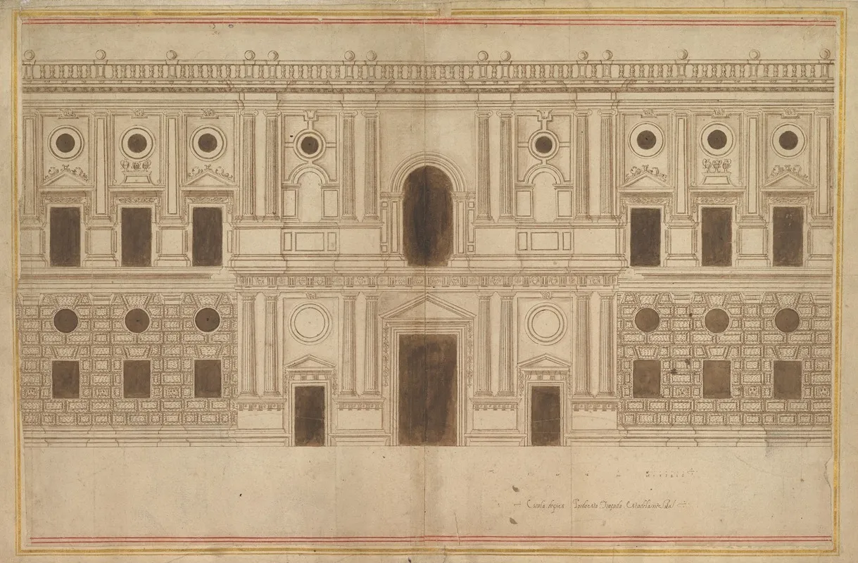 Study For The West Facade Of The Palace Of Charles V The Alhambra Granada Wall Art by Juan de Orea - High-Resolution Digital Print