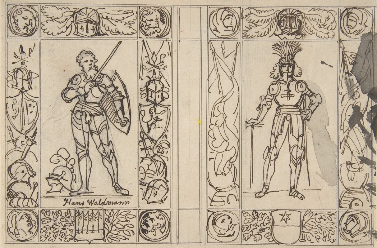 Study For Two Book Illustrations Wall Art by Carl Alexander von Heideloff - High-Resolution Digital Print