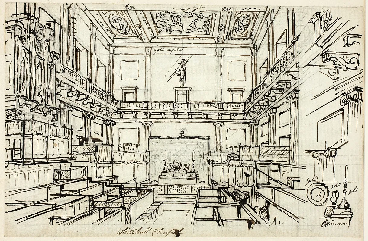Study For Whitehall Chapel From Microcosm Of London