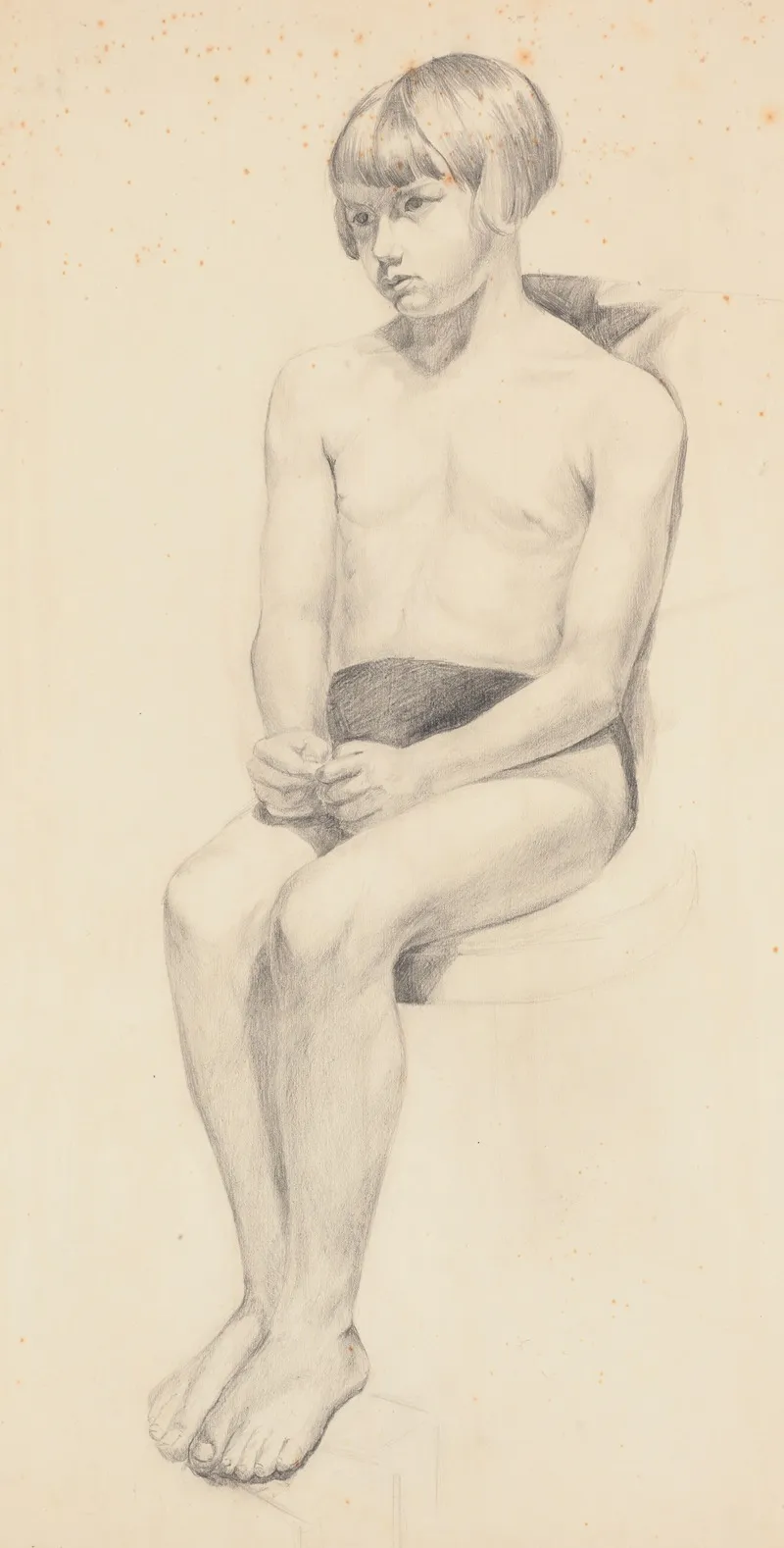 Study From Life Girl Seated In Bathing Suit