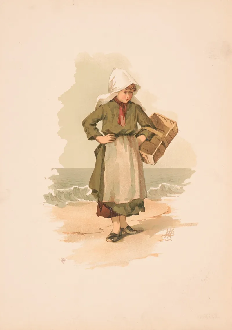 Study Girl With Basket On The Beach