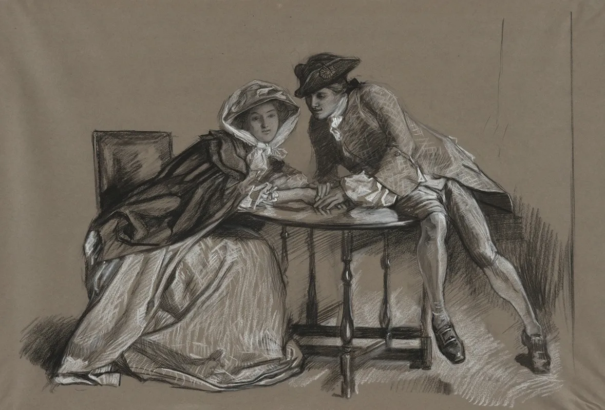 Study Lady And Gentleman In Conversation Across A Table