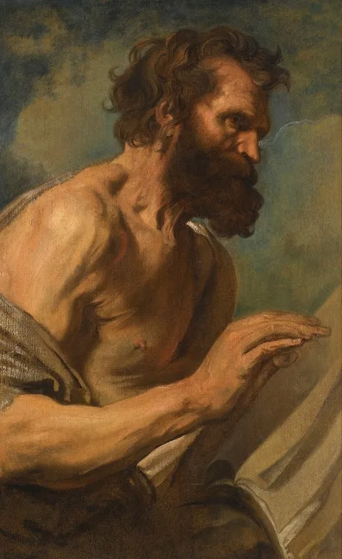 Study Of A Bearded Man With Hands Raised Wall Art by Anthony van Dyck - High-Resolution Digital Print