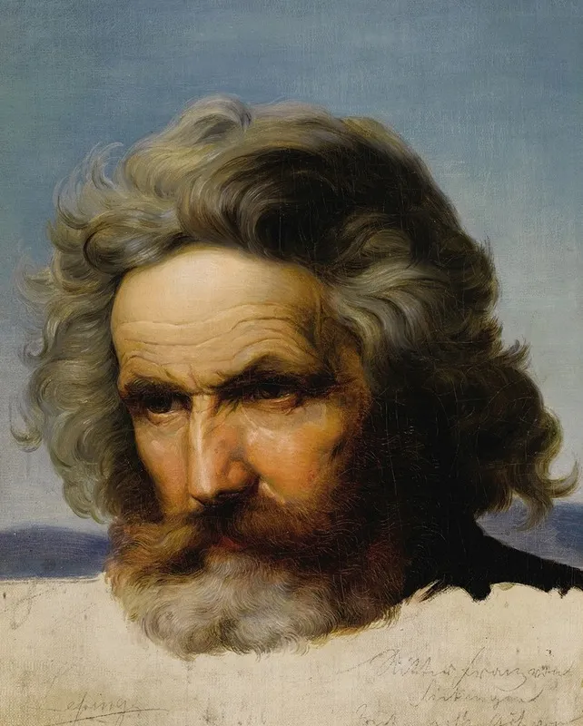 Study Of A Bearded Man Wall Art by Karl Friedrich Lessing - High-Resolution Digital Print