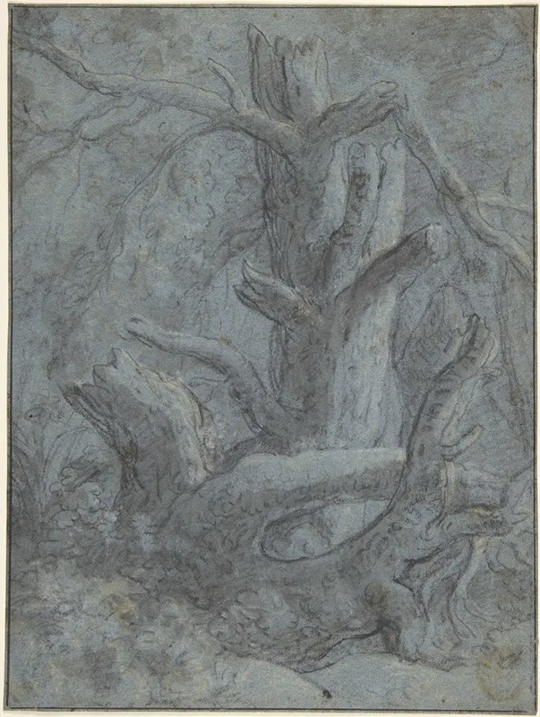 Study Of A Blasted Tree Trunk And Branches