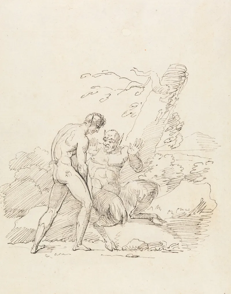 Study Of A Centaur And A Satanic Figure