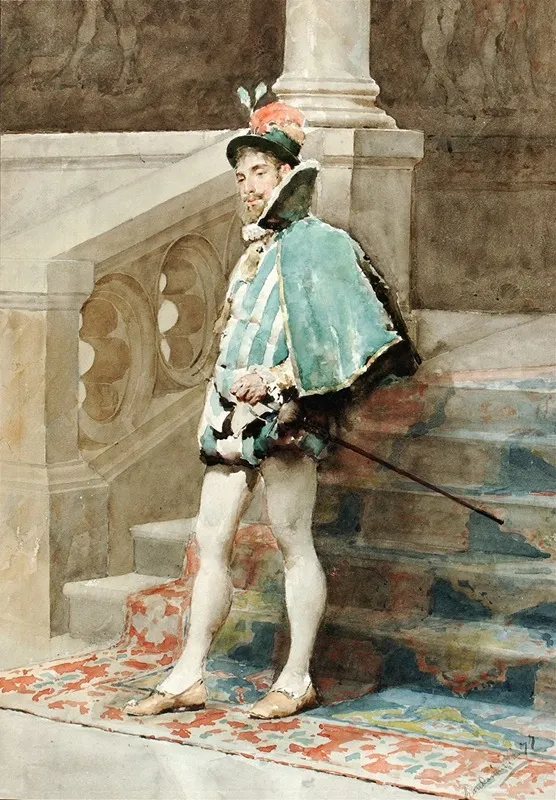 Study Of A Courtier Wall Art by Carlo Randanini - High-Resolution Digital Print