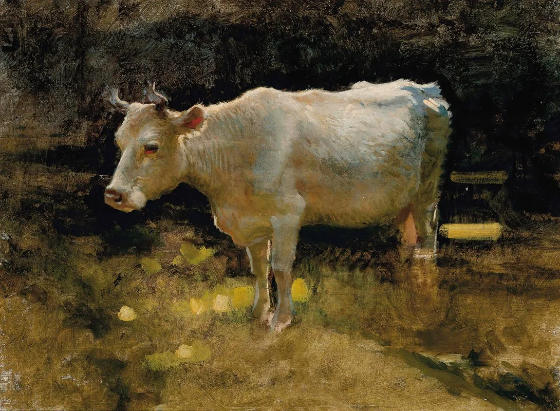 Study Of A Cow In A Meadow Wall Art by Joseph Farquharson - High-Resolution Digital Print