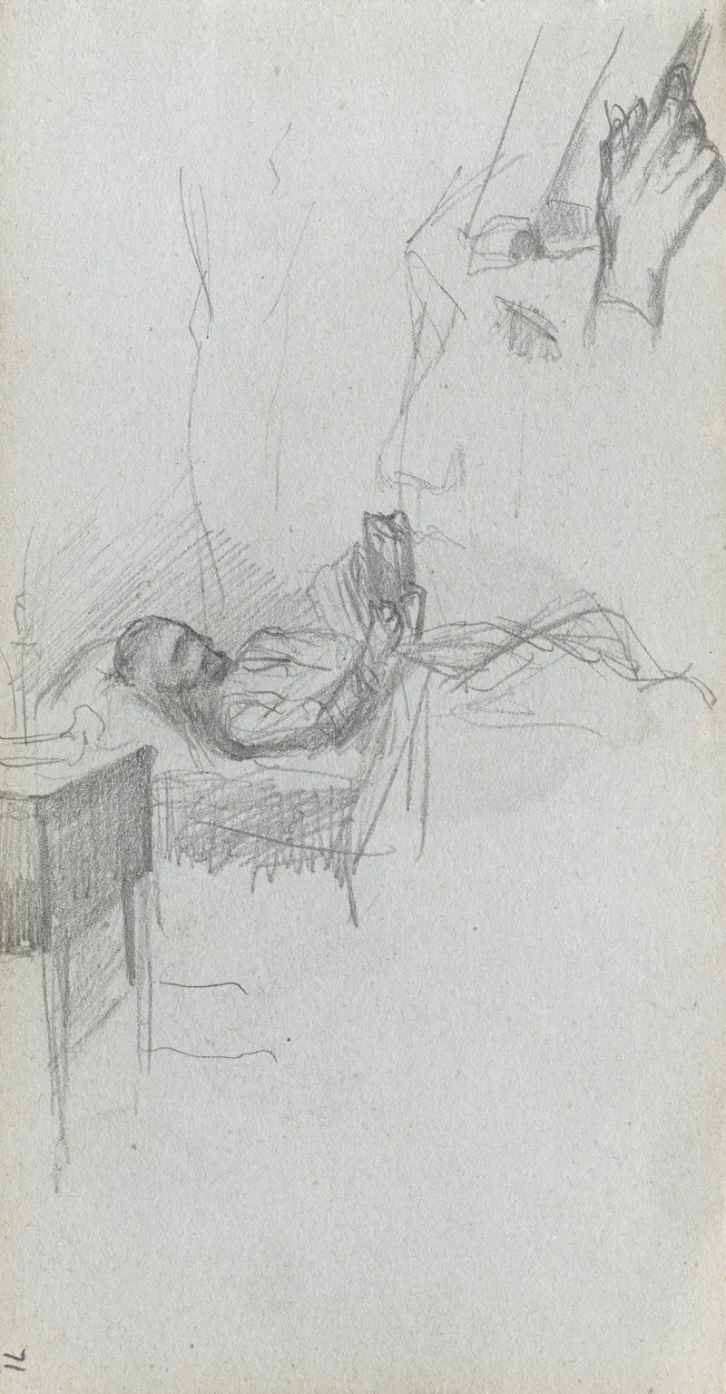 Study Of A Figure Reading In Bed Study Of A Hand