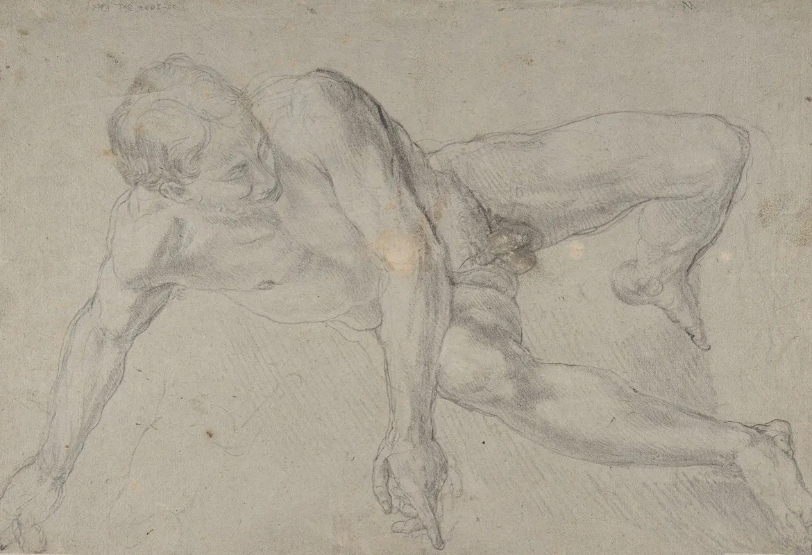 Study Of A Kneeling Nude Male Figure