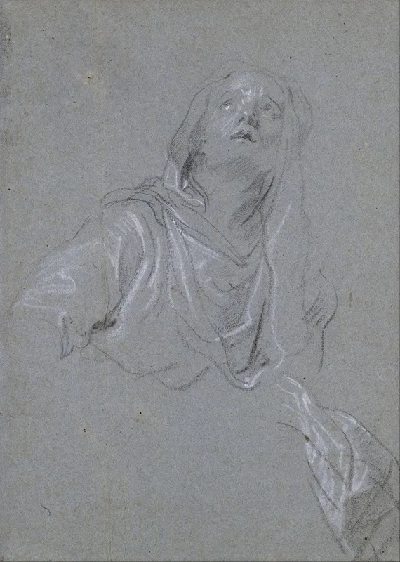 Study Of A Madonna Looking Upward Wall Art by Anthony van Dyck - High-Resolution Digital Print