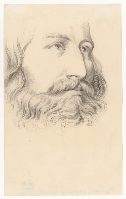Study Of A Male Head With Moustache And Beard