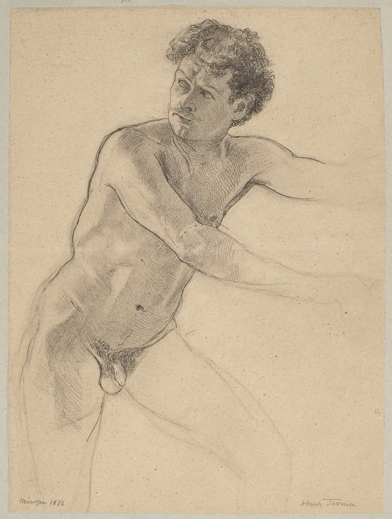 Study Of A Male Nude 18 Wall Art by Hans Thoma - High-Resolution Digital Print