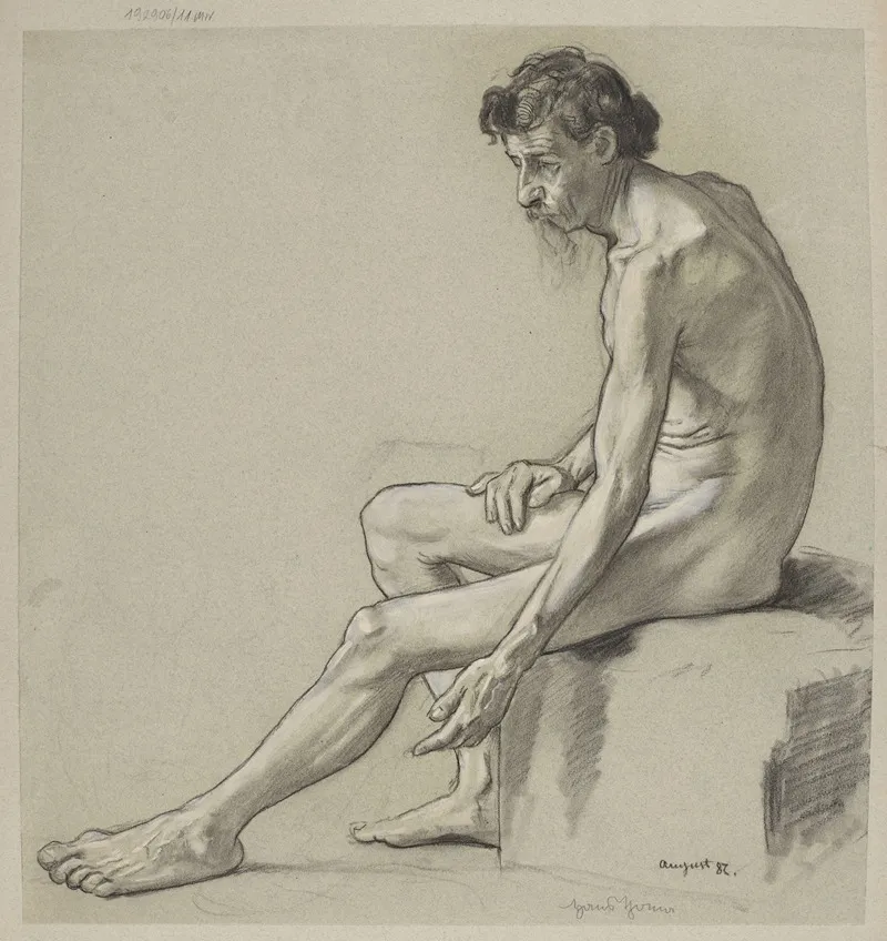 Study Of A Male Nude 19 Wall Art by Hans Thoma - High-Resolution Digital Print
