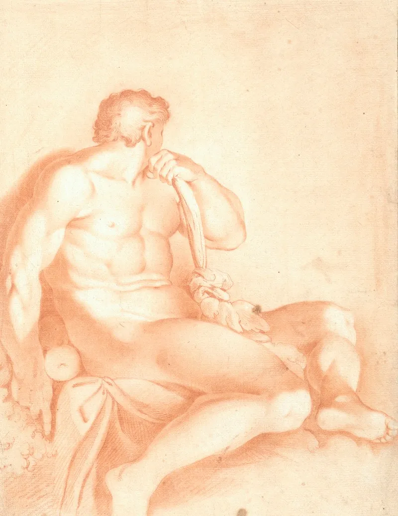 Study Of A Male Nude After A Figure From A Fresco By Michelangelo Wall Art by Ksawery Jan Kaniewski - High-Resolution Digital Print