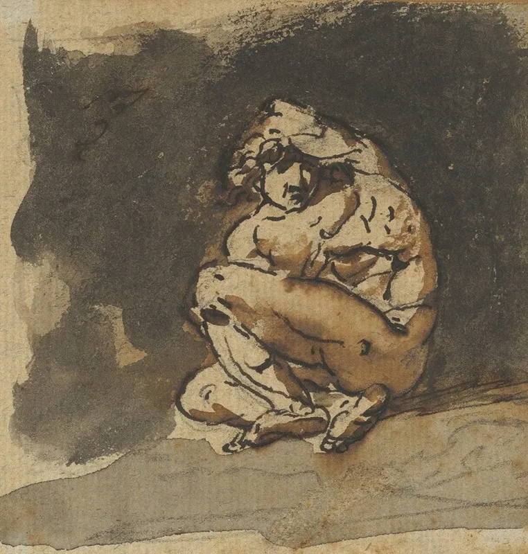 Study Of A Male Nude Althaemenes Trying To Hide Himself