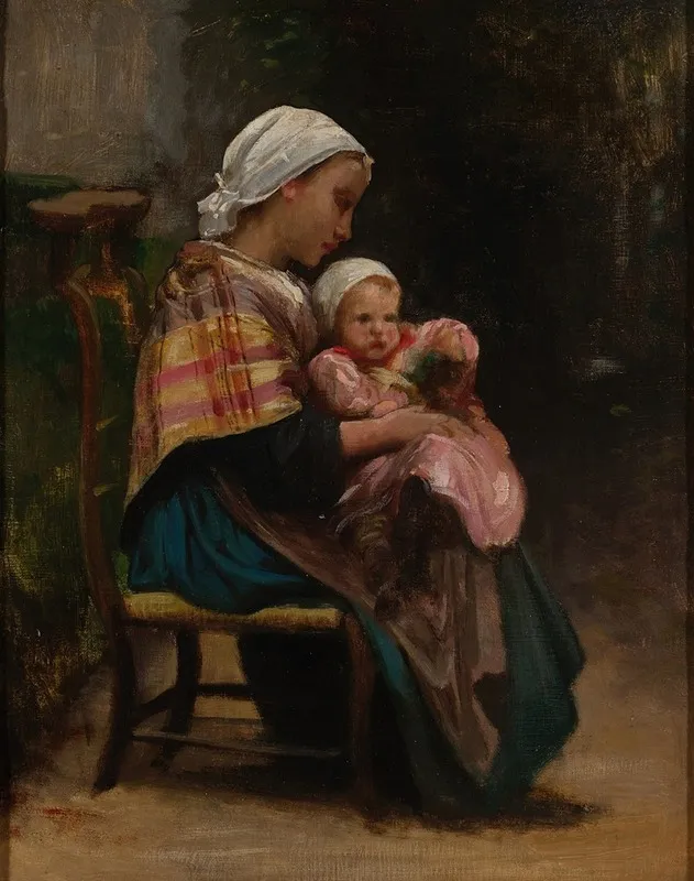 Study Of A Mother And Child Wall Art by William Bouguereau - High-Resolution Digital Print