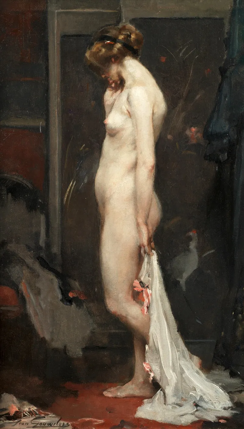 Study Of A Nude 2 Wall Art by Jean Gouweloos - High-Resolution Digital Print