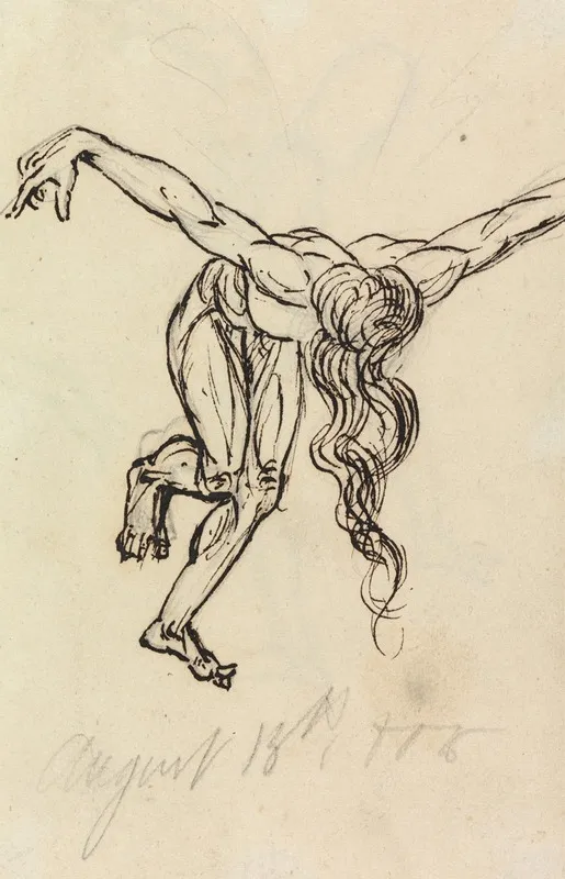 Study Of A Nude Leaning Forward With Arms Extended Out
