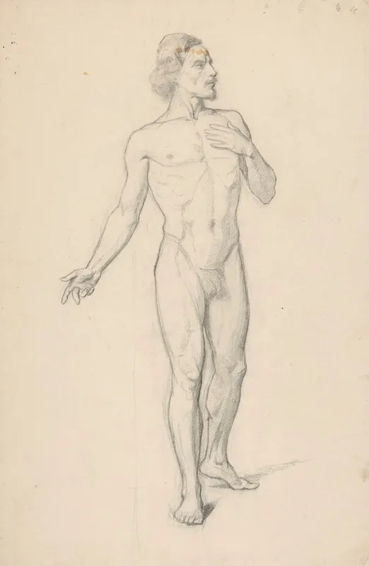 Study Of A Nude Male 6 Wall Art by Józef Simmler - High-Resolution Digital Print