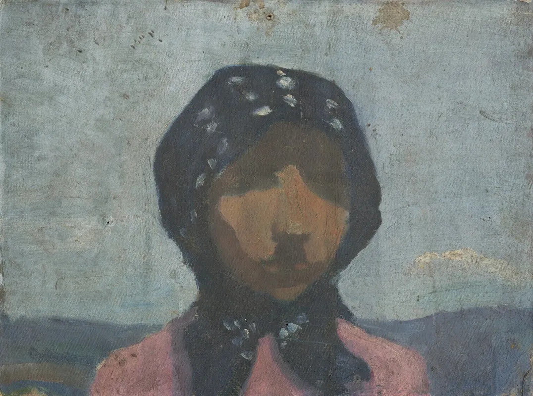 Study Of A Peasant In A Black Spotted Scarf