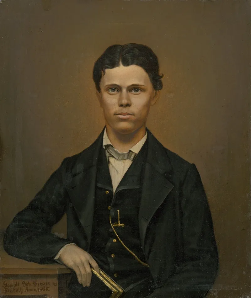 Study Of A Portrait Of A Young Man With A Book Wall Art by Johann Perger - High-Resolution Digital Print