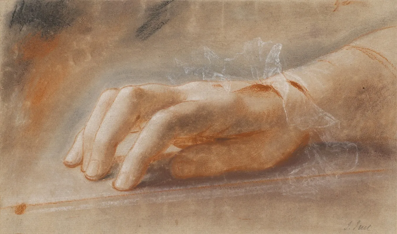 Study Of A Right Hand For The Portrait Of Countess Anna Joachima Danneskiold Laurvigen Wall Art by Jens Juel - High-Resolution Digital Print