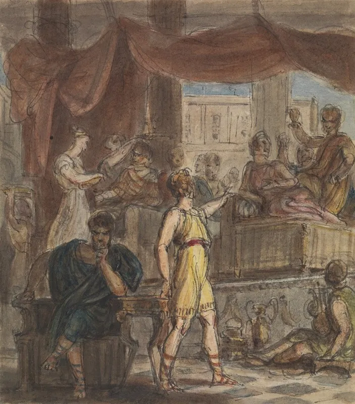 Study Of A Roman Banquet Scene Wall Art by Robert Smirke - High-Resolution Digital Print