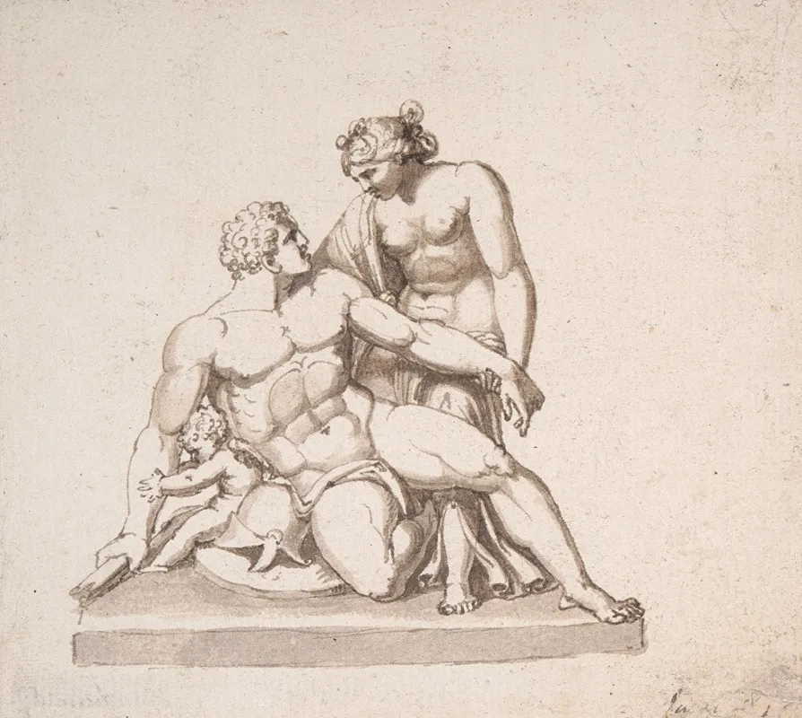 Study Of A Sculptural Group Mars Venus And Cupid Wall Art by John Deare - High-Resolution Digital Print