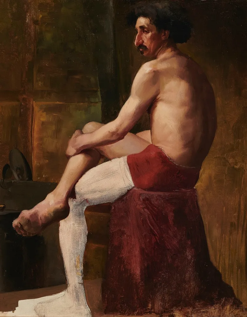 Study Of A Seated Man 9 Wall Art by Aniela Biernacka Poraj - High-Resolution Digital Print