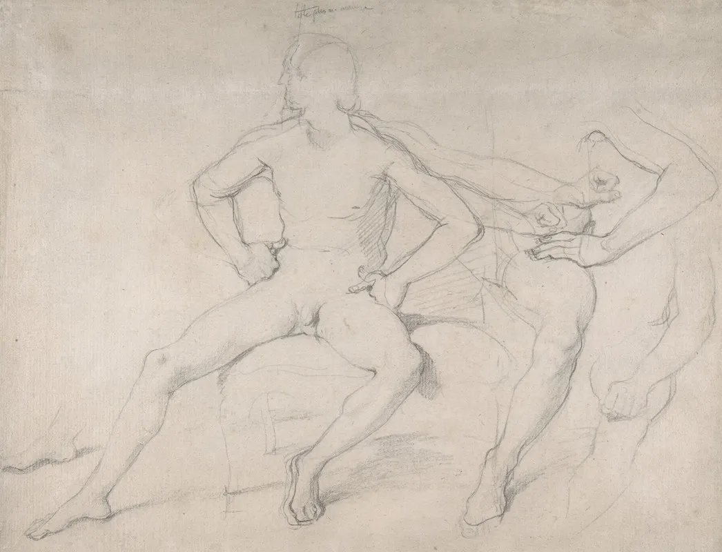 Study Of A Seated Nude Male Wall Art by Jean Auguste Dominique Ingres - High-Resolution Digital Print
