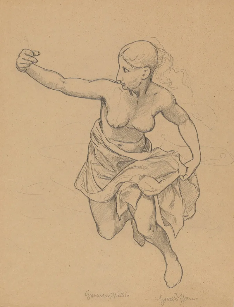 Study Of A Semi Nude Woman Wall Art by Hans Thoma - High-Resolution Digital Print