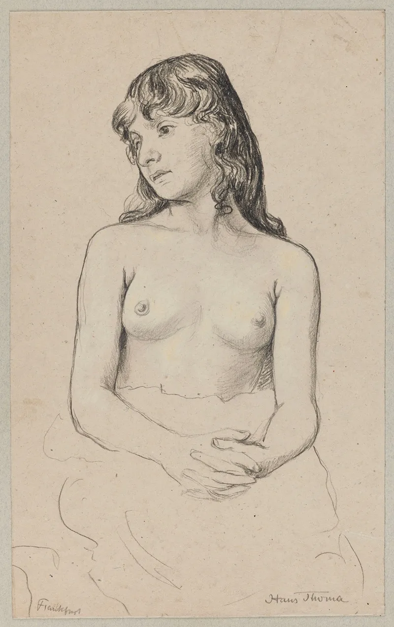 Study Of A Semi Nude Young Female Wall Art by Hans Thoma - High-Resolution Digital Print