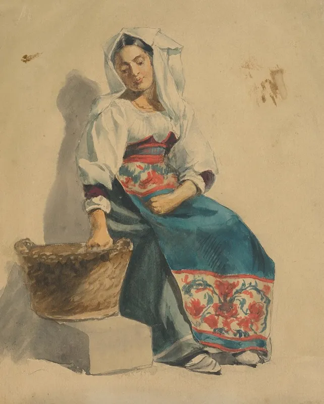 Study Of A Sitting Woman Wall Art by Vojtech Klimkovič - High-Resolution Digital Print