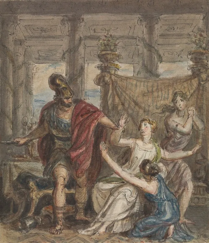 Study Of A Soldier Attacking A Woman Wall Art by Robert Smirke - High-Resolution Digital Print