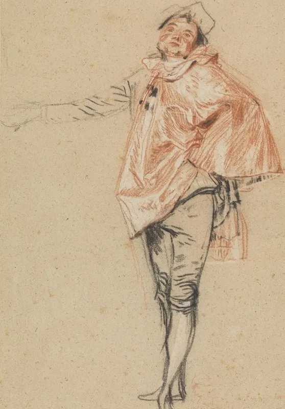 Study Of A Standing Dancer With An Outstretched Arm Wall Art by Jean-Antoine Watteau - High-Resolution Digital Print