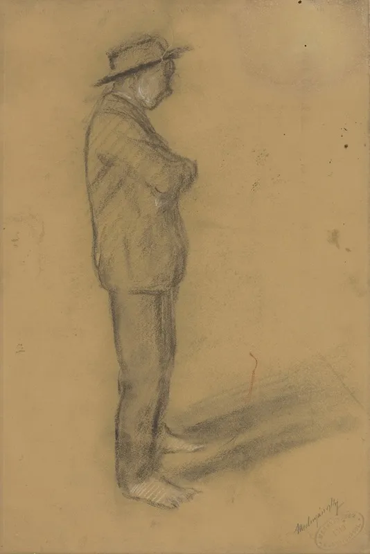 Study Of A Standing Man In A Hat Wall Art by Ladislav Mednyánszky - Canvas Print