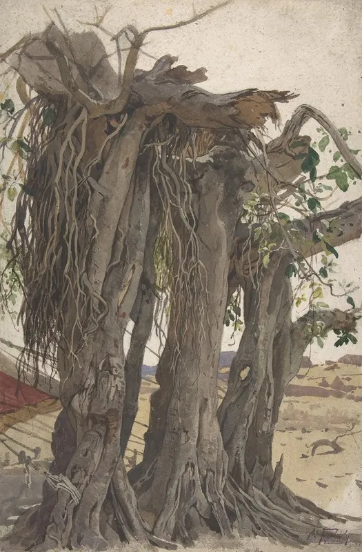 Study Of A Stump With Aerial Roots Wall Art by Woldemar Friedrich - High-Resolution Digital Print