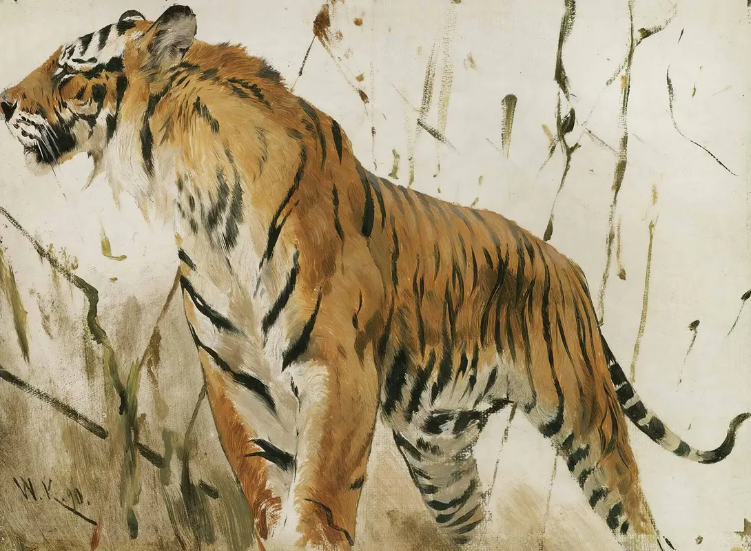 Study Of A Tiger Wall Art by Wilhelm Kuhnert - High-Resolution Digital Print