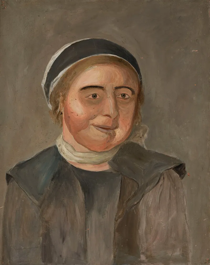 Study Of A Woman In A Black And White Cap Wall Art by Tadeusz Makowski - High-Resolution Digital Print