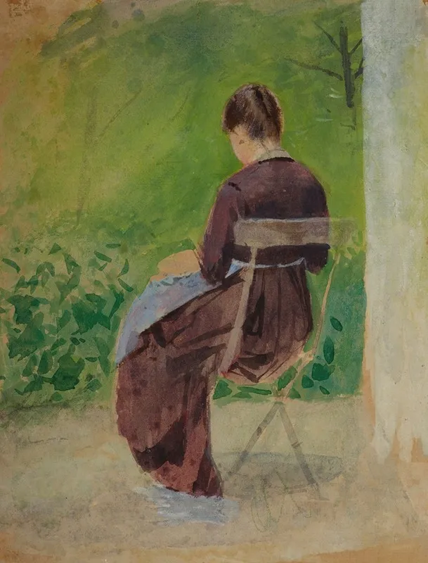 Study Of A Woman Sitting In A Garden