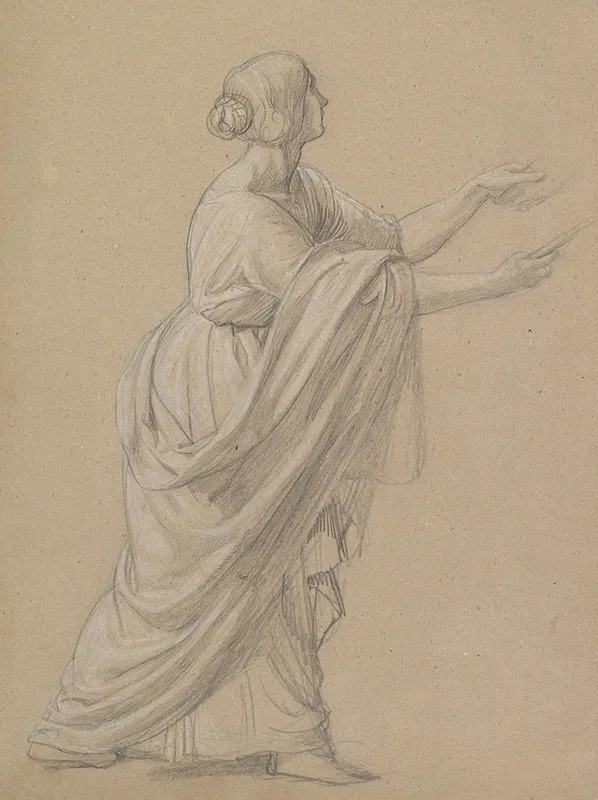Study Of A Woman Walking To The Right Wall Art by Friedrich Wilhelm Schadow - High-Resolution Digital Print