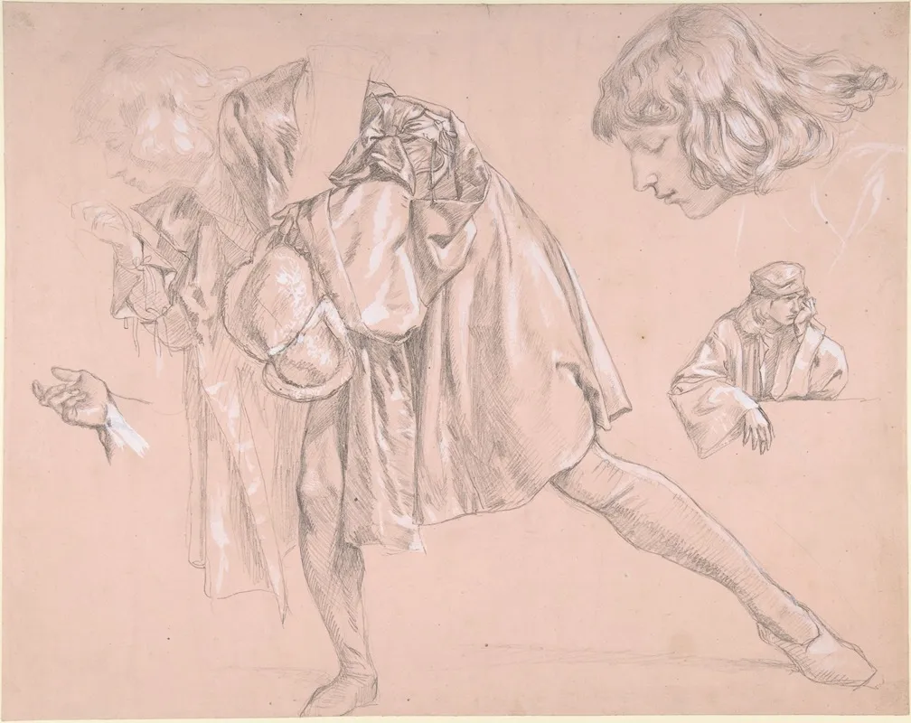 Study Of A Young Man Bending Forward To Kiss A Hand For The Painting The Departure Of The Prodigal Son Wall Art by James Tissot - High-Resolution Digital Print