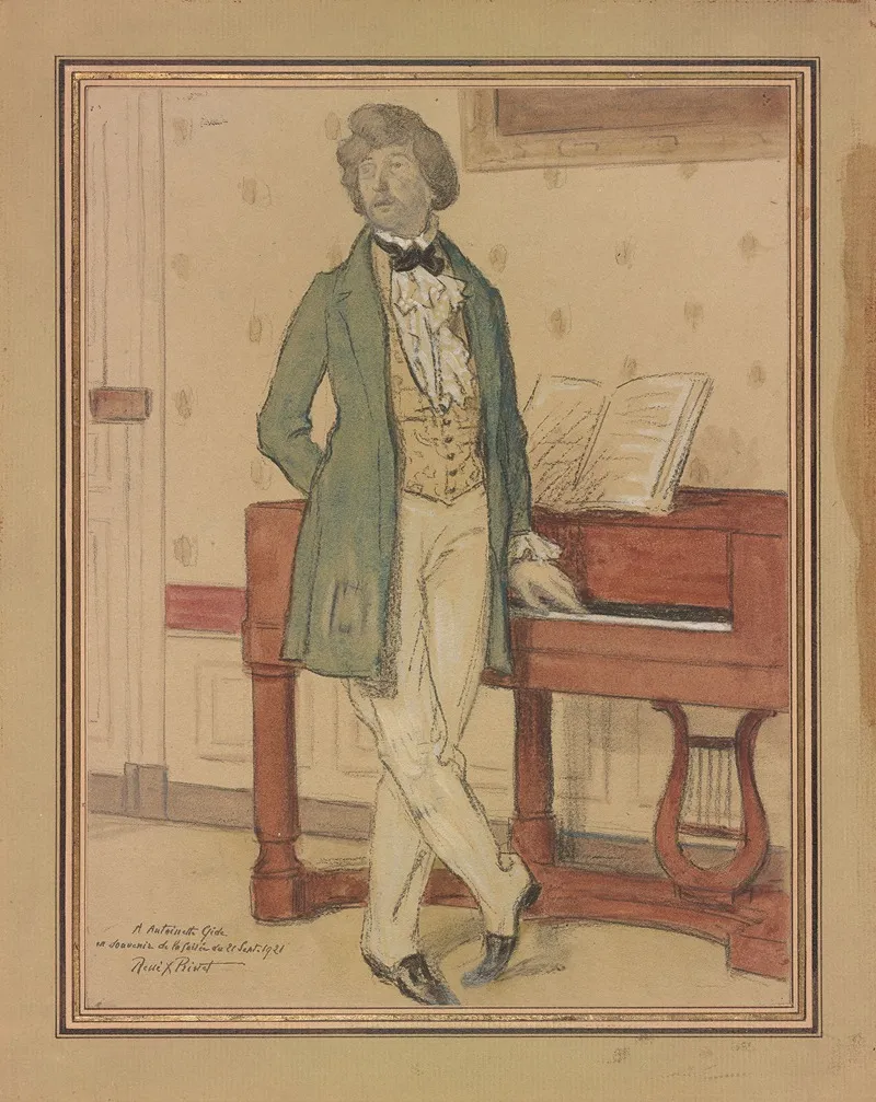 Study Of A Young Man Beside A Piano Wall Art by René François Xavier Prinet - High-Resolution Digital Print