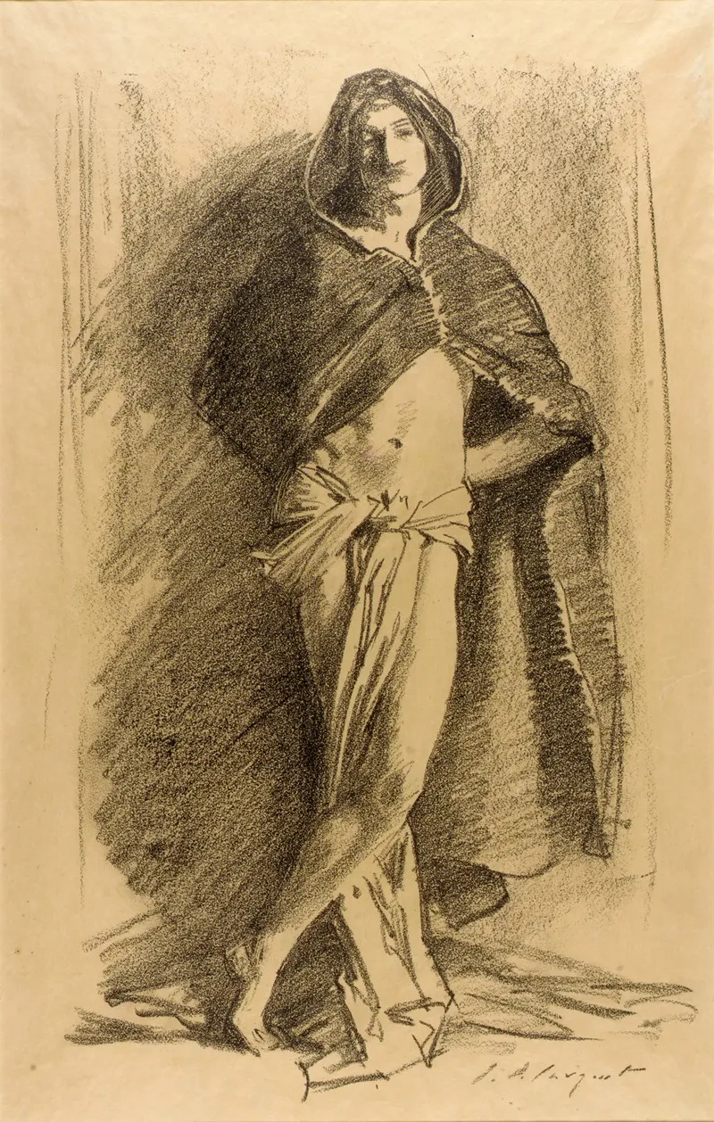 Study Of A Young Man Cloaked