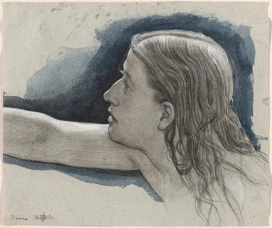 Study Of A Young Mans Head With Right Arm Outstretched