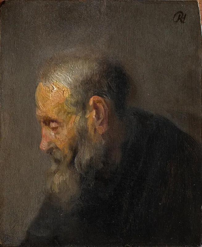Study Of An Old Man In Profile Wall Art by Rembrandt van Rijn - High-Resolution Digital Print