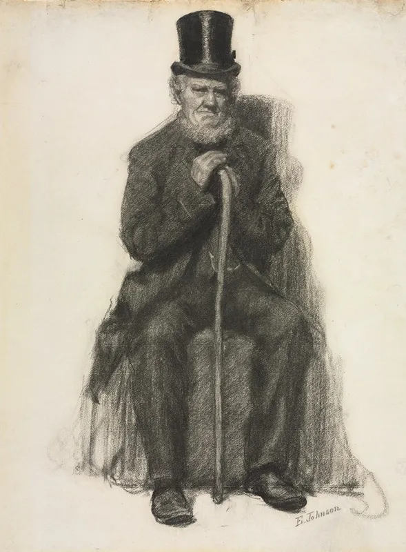 Study Of An Old Man Possibly A Study For Portrait Of Peter Folger Wall Art by Eastman Johnson - High-Resolution Digital Print