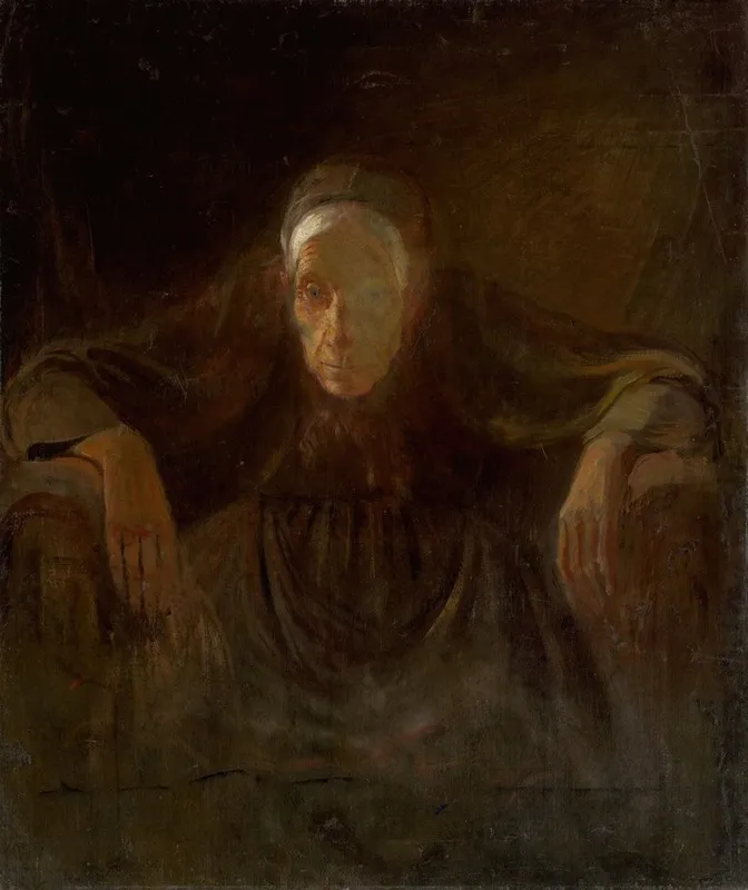Study Of An Old Woman Wall Art by Ladislav Mednyánszky - Canvas Print