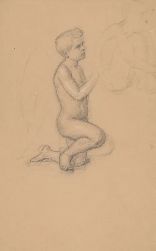 Study Of Angel For The Painting The Immaculate Conception Of The Blessed Virgin Mary Wall Art by Józef Simmler - High-Resolution Digital Print